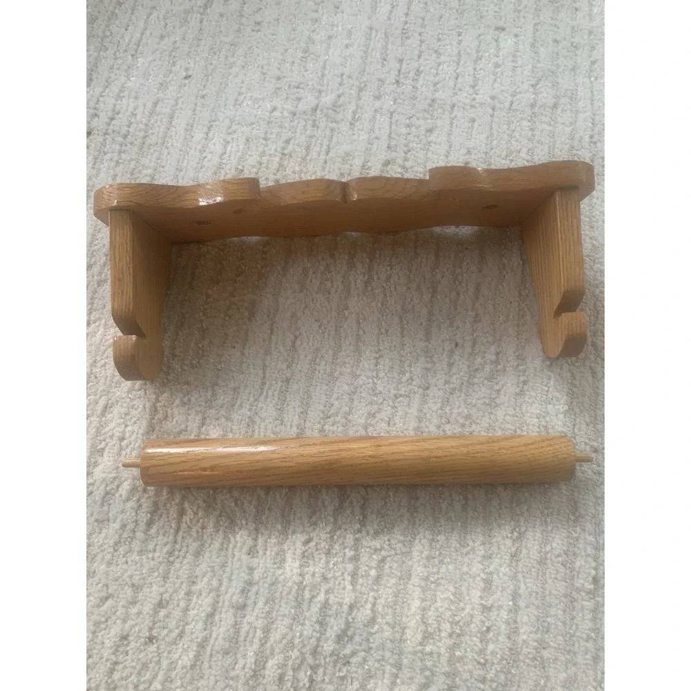 Vintage Wooden Oak Farmhouse Paper Towel Holder Wall Mount Rustic